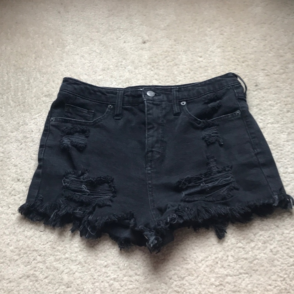 Black high rise jean shorts